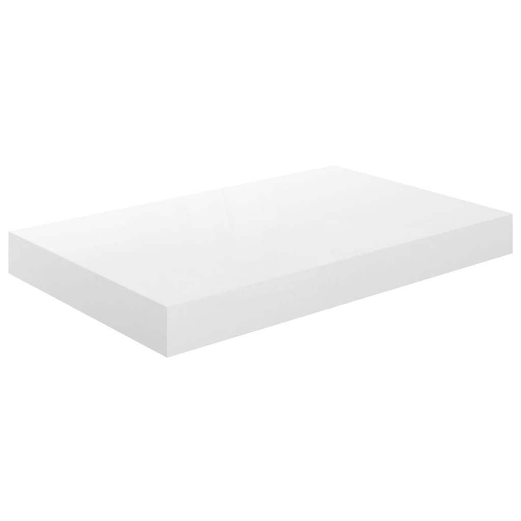 Plovoucí Nástěnná Police Bílá Vysoký Lesk 40 X 23 X 3,8 Cm Mdf Bílá S Vysokým Leskem