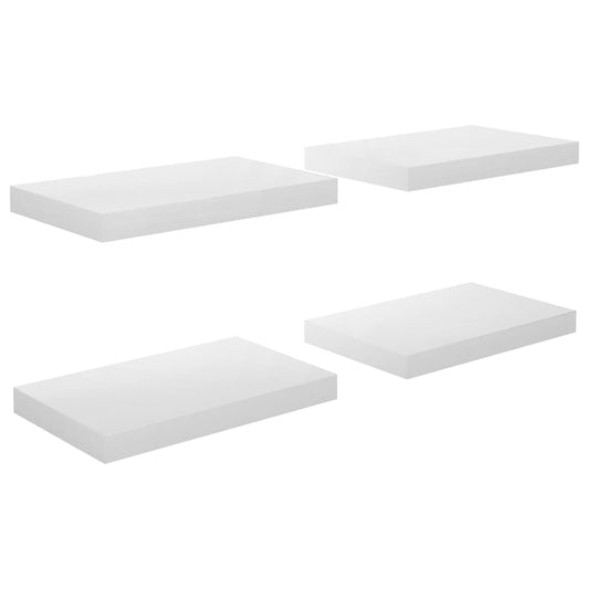 Plovoucí Nástěnné Police 4 Ks Bílé Vysoký Lesk 40X23X3,8 Cm Mdf Bílá S Vysokým Leskem