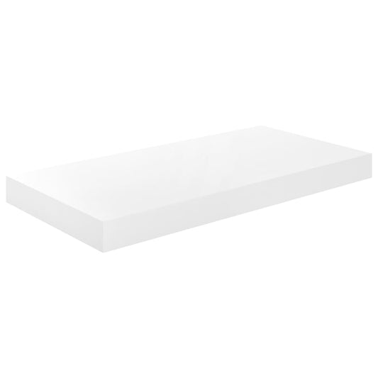 Plovoucí Nástěnná Police Bílá Vysoký Lesk 50 X 23 X 3,8 Cm Mdf Bílá S Vysokým Leskem