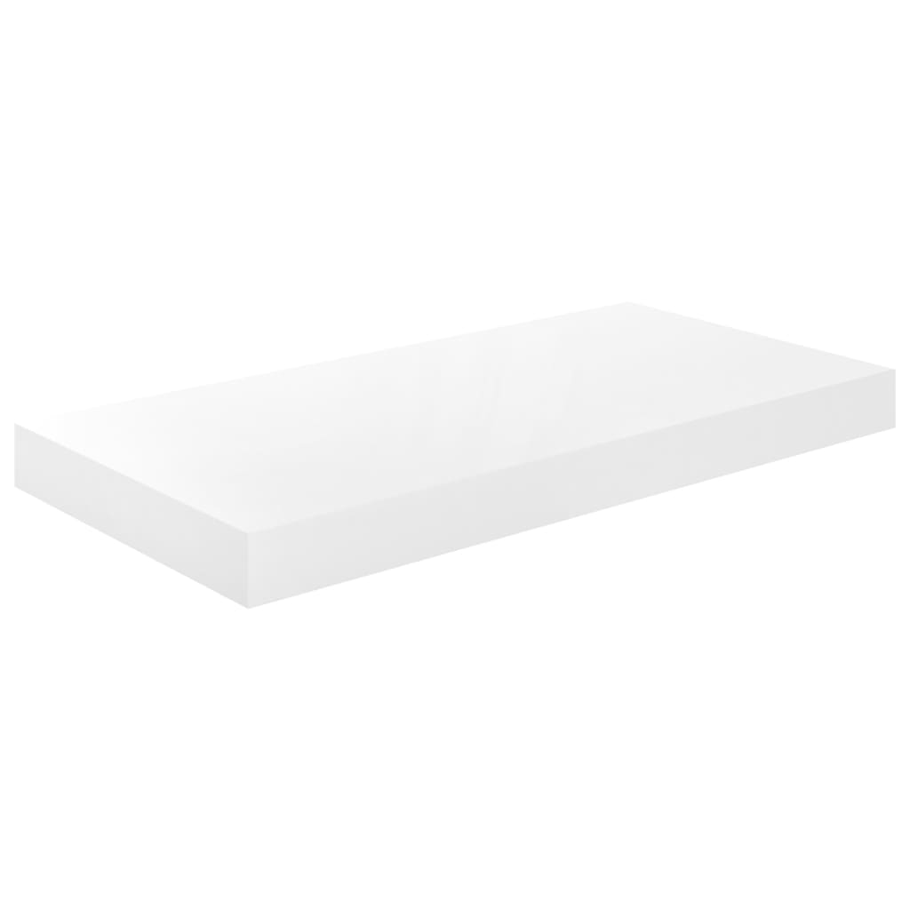 Plovoucí Nástěnné Police 2 Ks Bílé Vysoký Lesk 50X23X3,8 Cm Mdf Bílá S Vysokým Leskem
