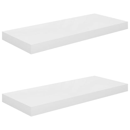 Plovoucí Nástěnné Police 2 Ks Lesklé Bílé 60X23,5X3,8 Cm Mdf Bílá S Vysokým Leskem
