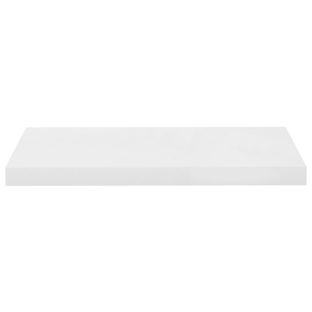 Plovoucí Nástěnné Police 2 Ks Lesklé Bílé 60X23,5X3,8 Cm Mdf Bílá S Vysokým Leskem