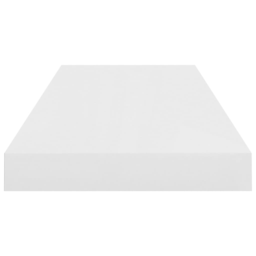 Plovoucí Nástěnné Police 2 Ks Lesklé Bílé 60X23,5X3,8 Cm Mdf Bílá S Vysokým Leskem