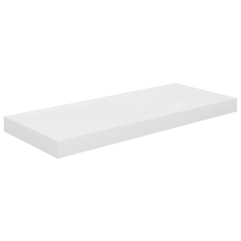 Plovoucí Nástěnné Police 4 Ks Lesklé Bílé 60X23,5X3,8 Cm Mdf Bílá S Vysokým Leskem