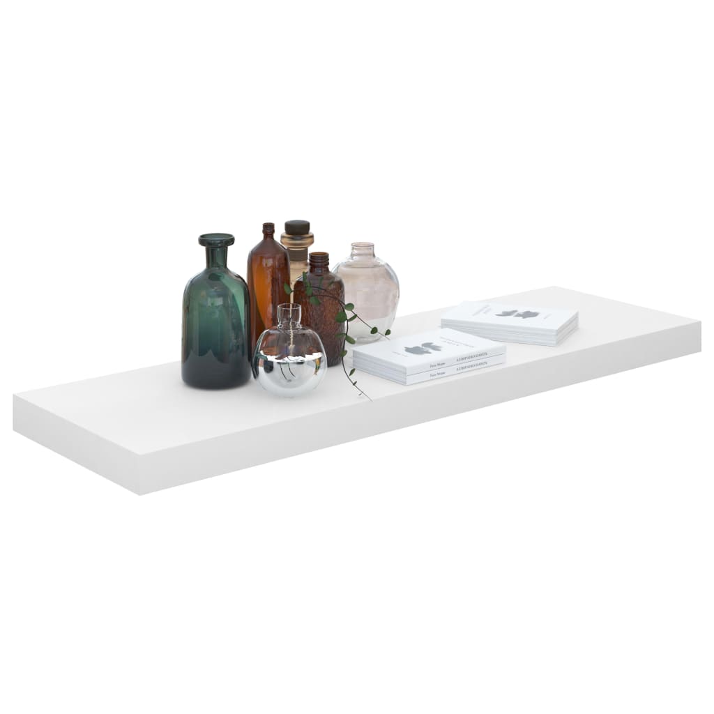Plovoucí Nástěnná Police Bílá Vysoký Lesk 80X23,5X3,8 Cm Mdf Bílá S Vysokým Leskem