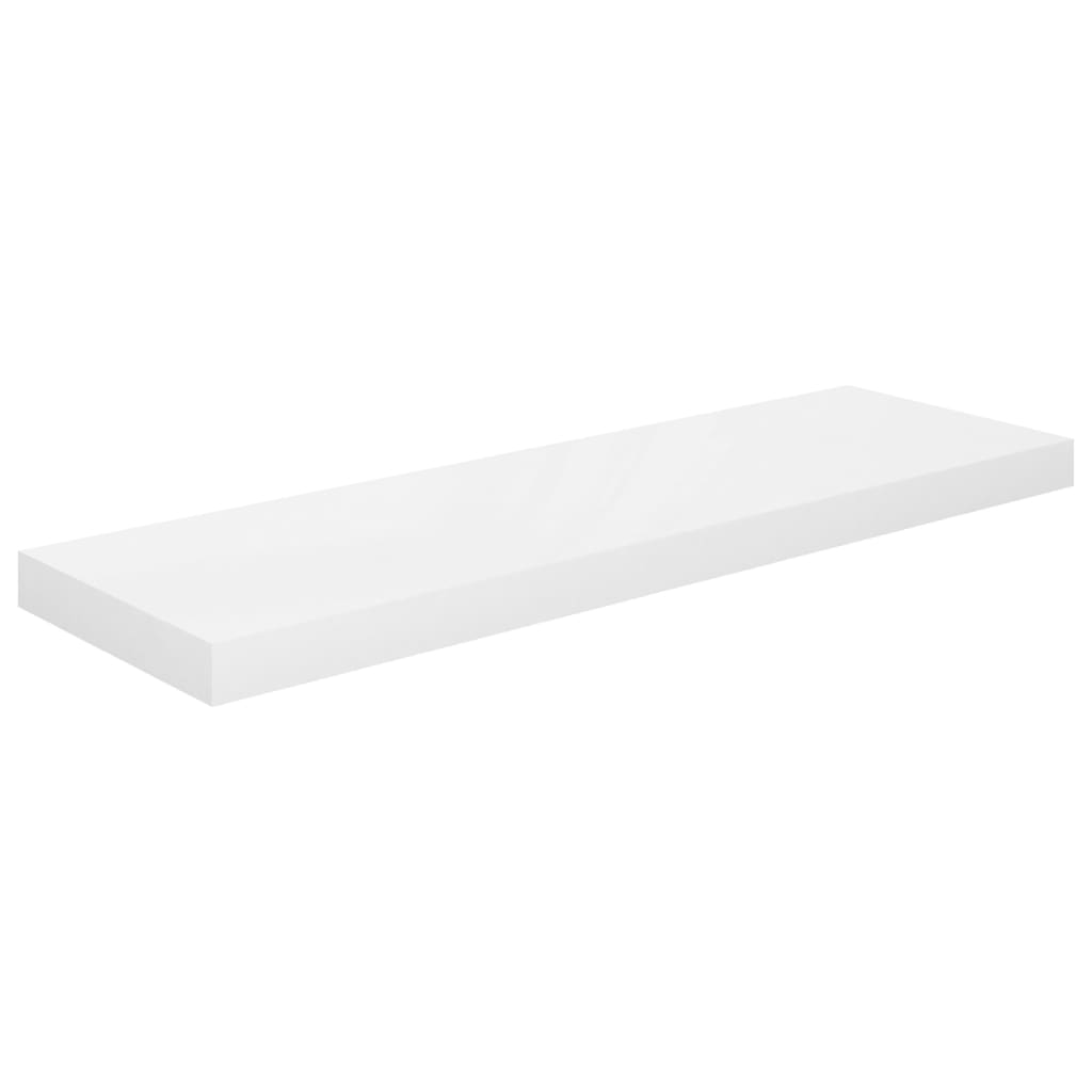 Plovoucí Nástěnné Police 4 Ks Lesklé Bílé 80X23,5X3,8 Cm Mdf Bílá S Vysokým Leskem