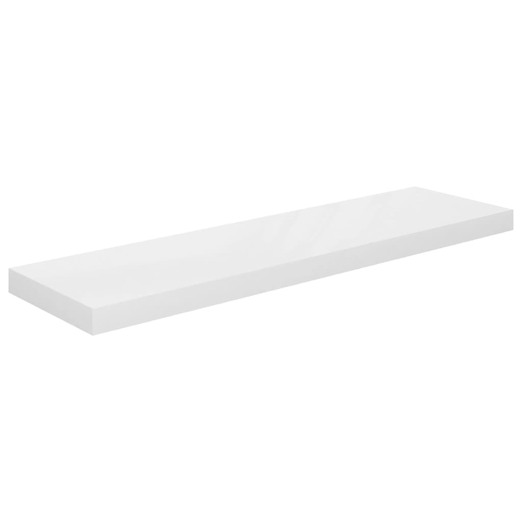 Plovoucí Nástěnná Police Bílá Vysoký Lesk 90X23,5X3,8 Cm Mdf Bílá S Vysokým Leskem