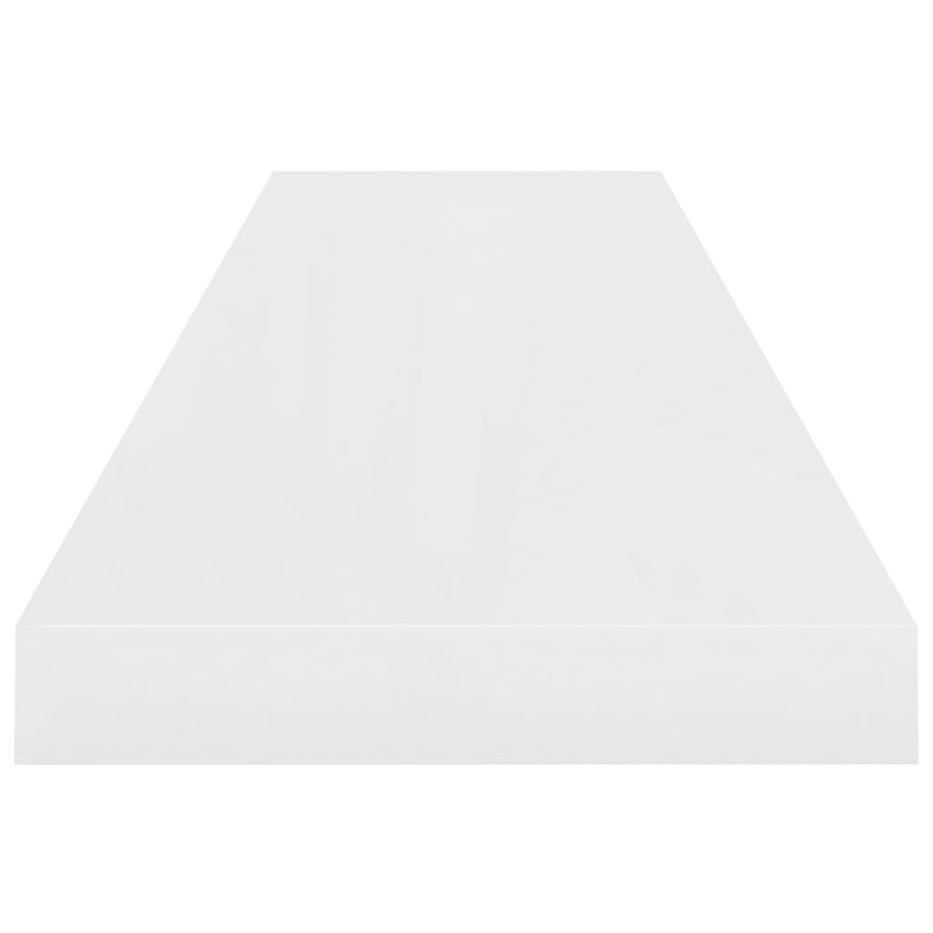 Plovoucí Nástěnná Police Bílá Vysoký Lesk 90X23,5X3,8 Cm Mdf Bílá S Vysokým Leskem