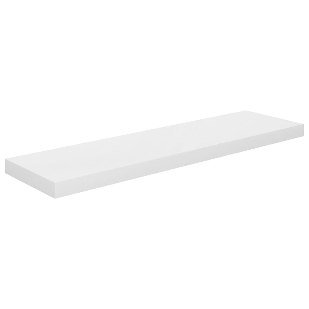 Plovoucí Nástěnné Police 2 Ks Lesklé Bílé 90X23,5X3,8 Cm Mdf Bílá S Vysokým Leskem