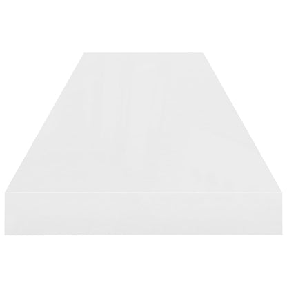 Plovoucí Nástěnné Police 2 Ks Lesklé Bílé 90X23,5X3,8 Cm Mdf Bílá S Vysokým Leskem