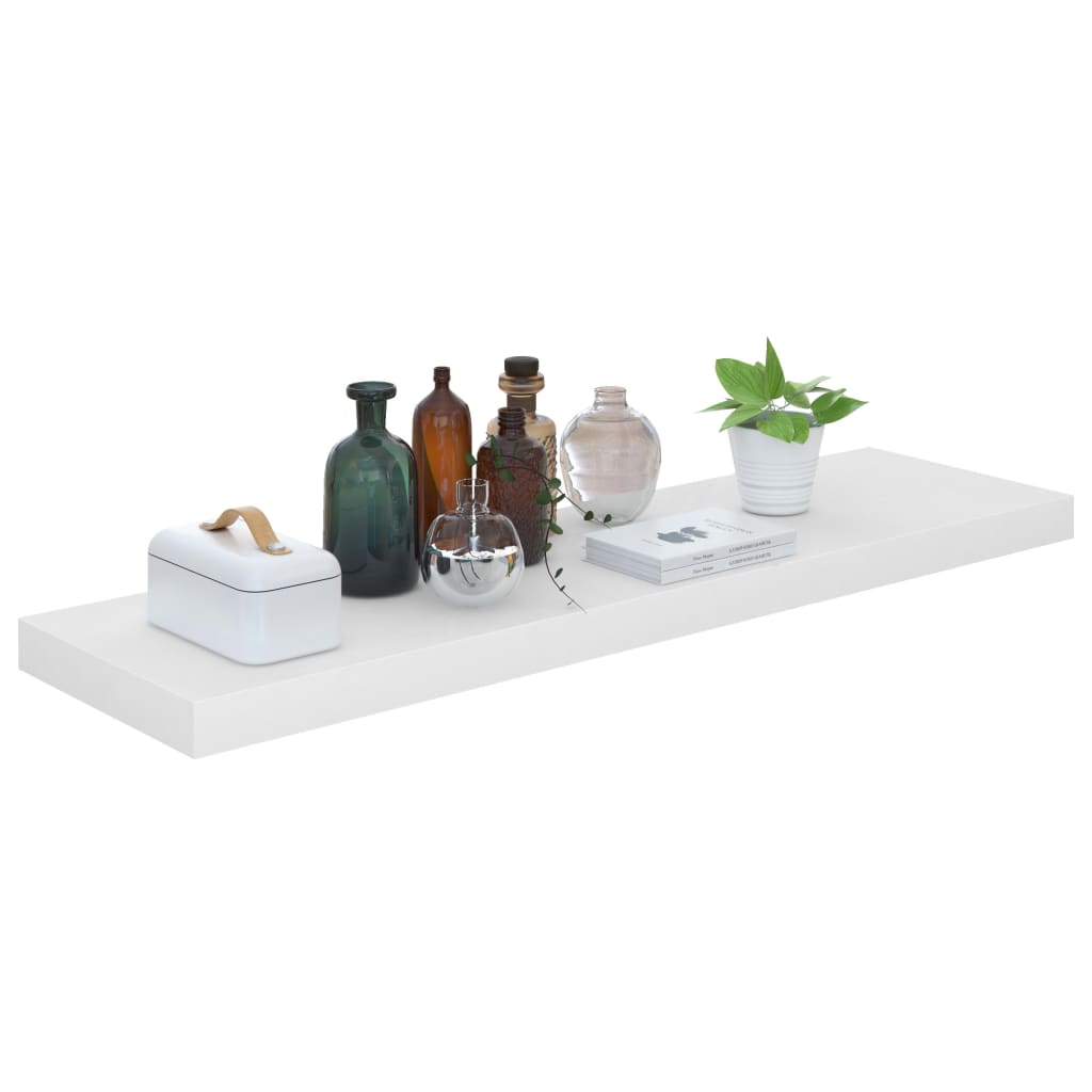 Plovoucí Nástěnné Police 4 Ks Lesklé Bílé 90X23,5X3,8 Cm Mdf Bílá S Vysokým Leskem