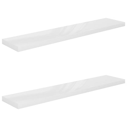 Plovoucí Nástěnné Police 2 Ks Lesklé Bílé 120X23,5X3,8 Cm Mdf Bílá S Vysokým Leskem