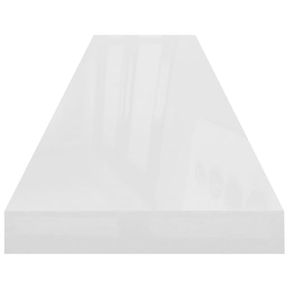 Plovoucí Nástěnné Police 2 Ks Lesklé Bílé 120X23,5X3,8 Cm Mdf Bílá S Vysokým Leskem