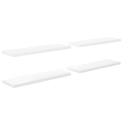 Plovoucí Nástěnné Police 4 Ks Lesklé Bílé 120X23,5X3,8 Cm Mdf Bílá S Vysokým Leskem