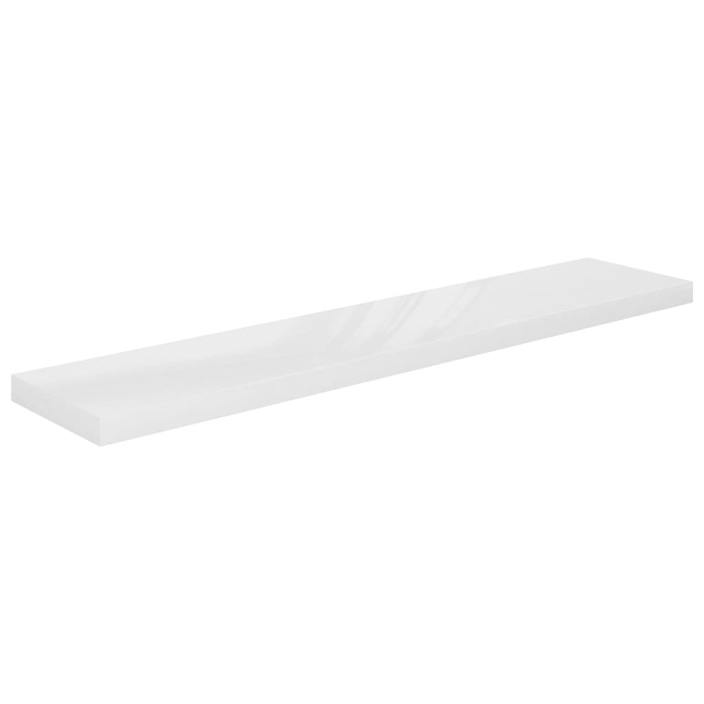 Plovoucí Nástěnné Police 4 Ks Lesklé Bílé 120X23,5X3,8 Cm Mdf Bílá S Vysokým Leskem