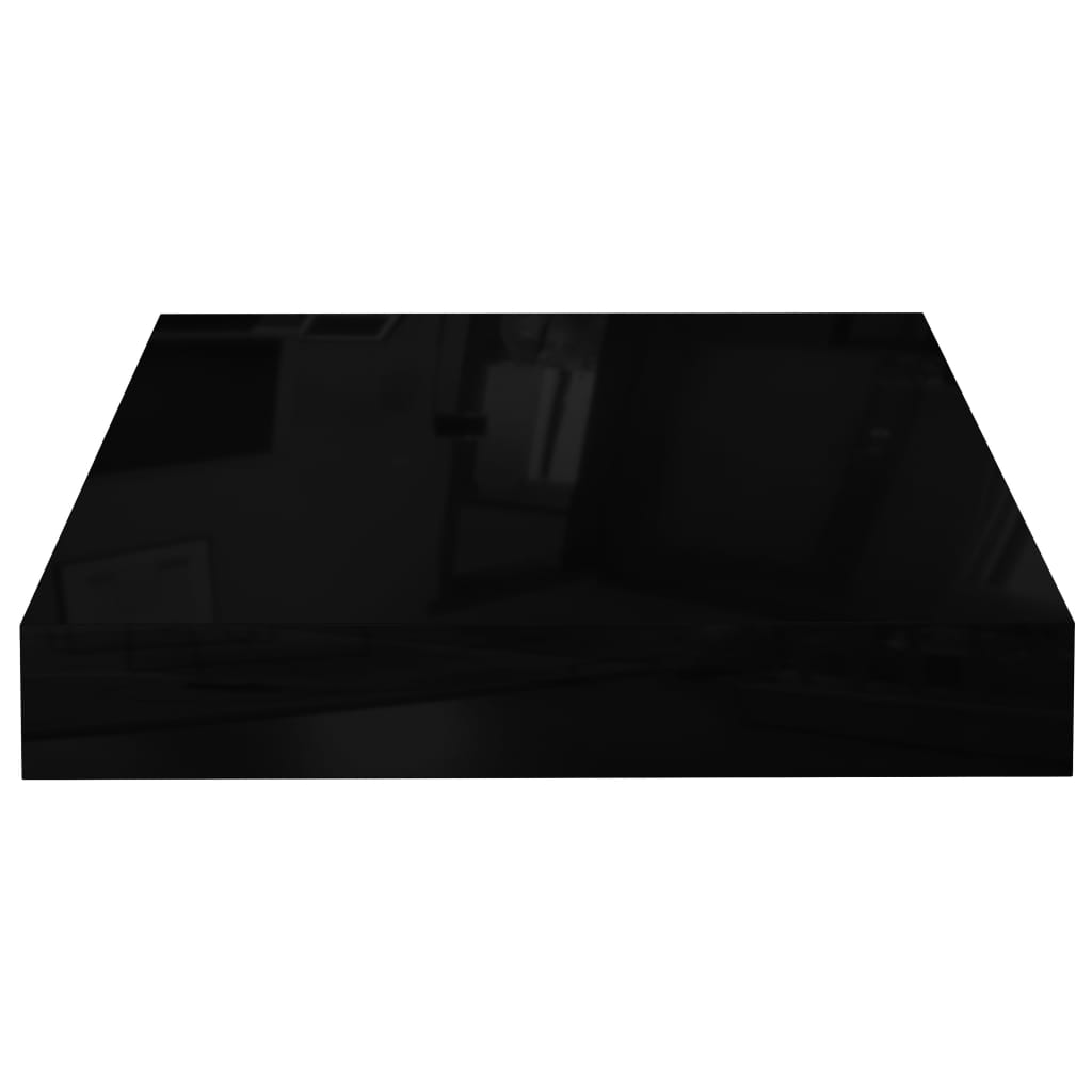 Plovoucí Nástěnná Police Černá Vysoký Lesk 23X23,5X3,8 Cm Mdf Černá S Vysokým Leskem