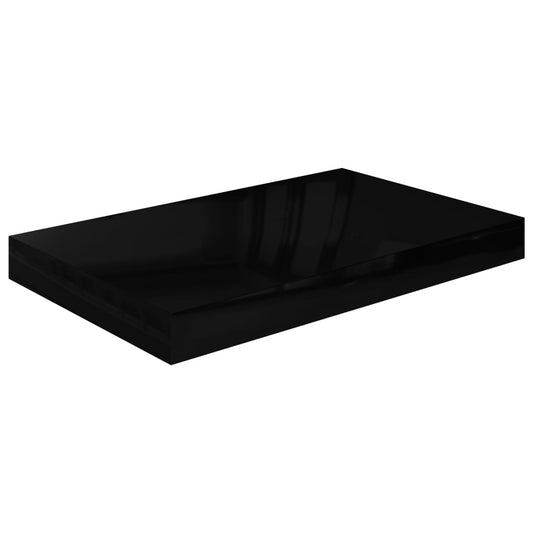 Plovoucí Nástěnná Police Černá Vysoký Lesk 40 X 23 X 3,8 Cm Mdf Černá S Vysokým Leskem