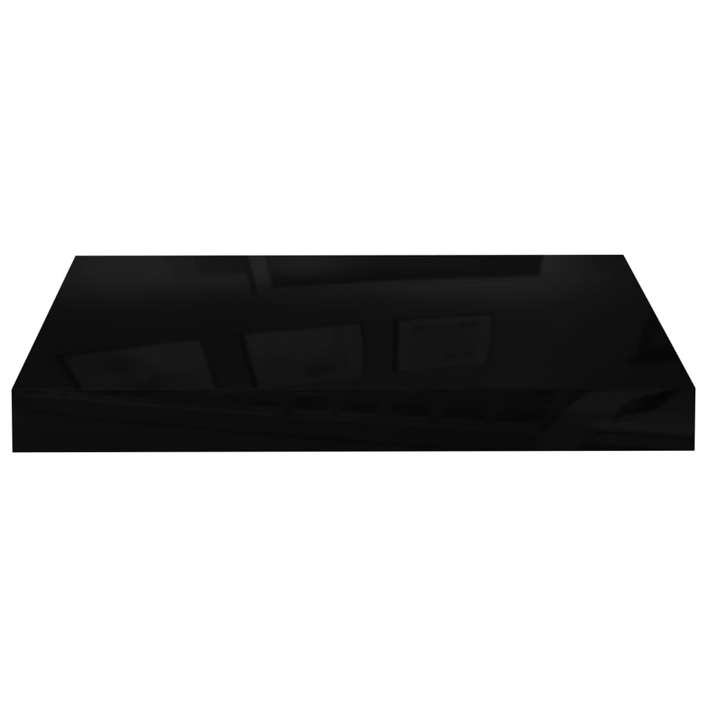 Plovoucí Nástěnná Police Černá Vysoký Lesk 40 X 23 X 3,8 Cm Mdf Černá S Vysokým Leskem