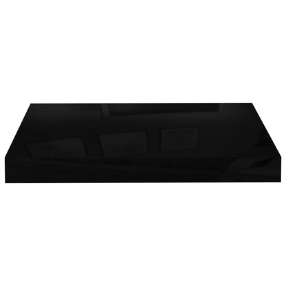 Plovoucí Nástěnné Police 4 Ks Lesklé Černé 40 X 23 X 3,8 Cm Mdf Černá S Vysokým Leskem
