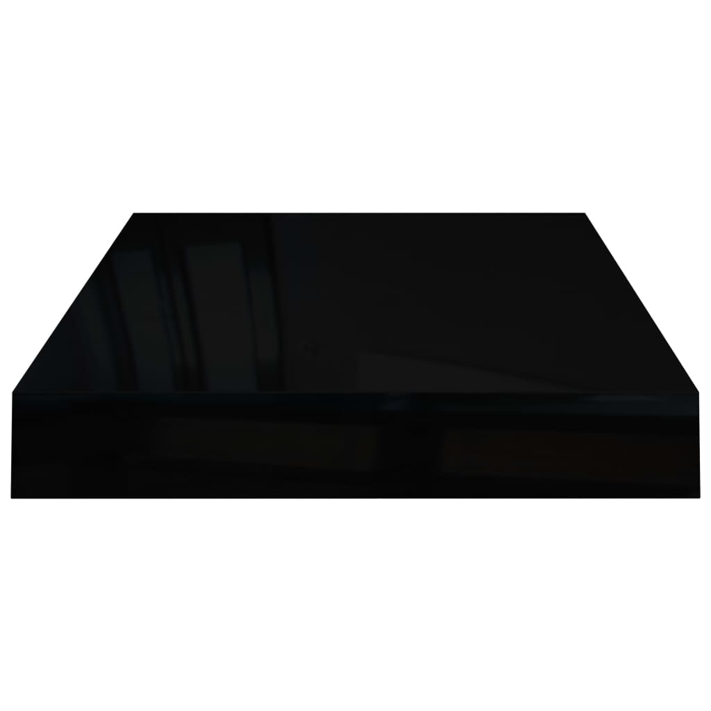 Plovoucí Nástěnné Police 4 Ks Lesklé Černé 40 X 23 X 3,8 Cm Mdf Černá S Vysokým Leskem