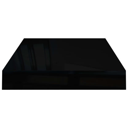Plovoucí Nástěnné Police 4 Ks Lesklé Černé 40 X 23 X 3,8 Cm Mdf Černá S Vysokým Leskem