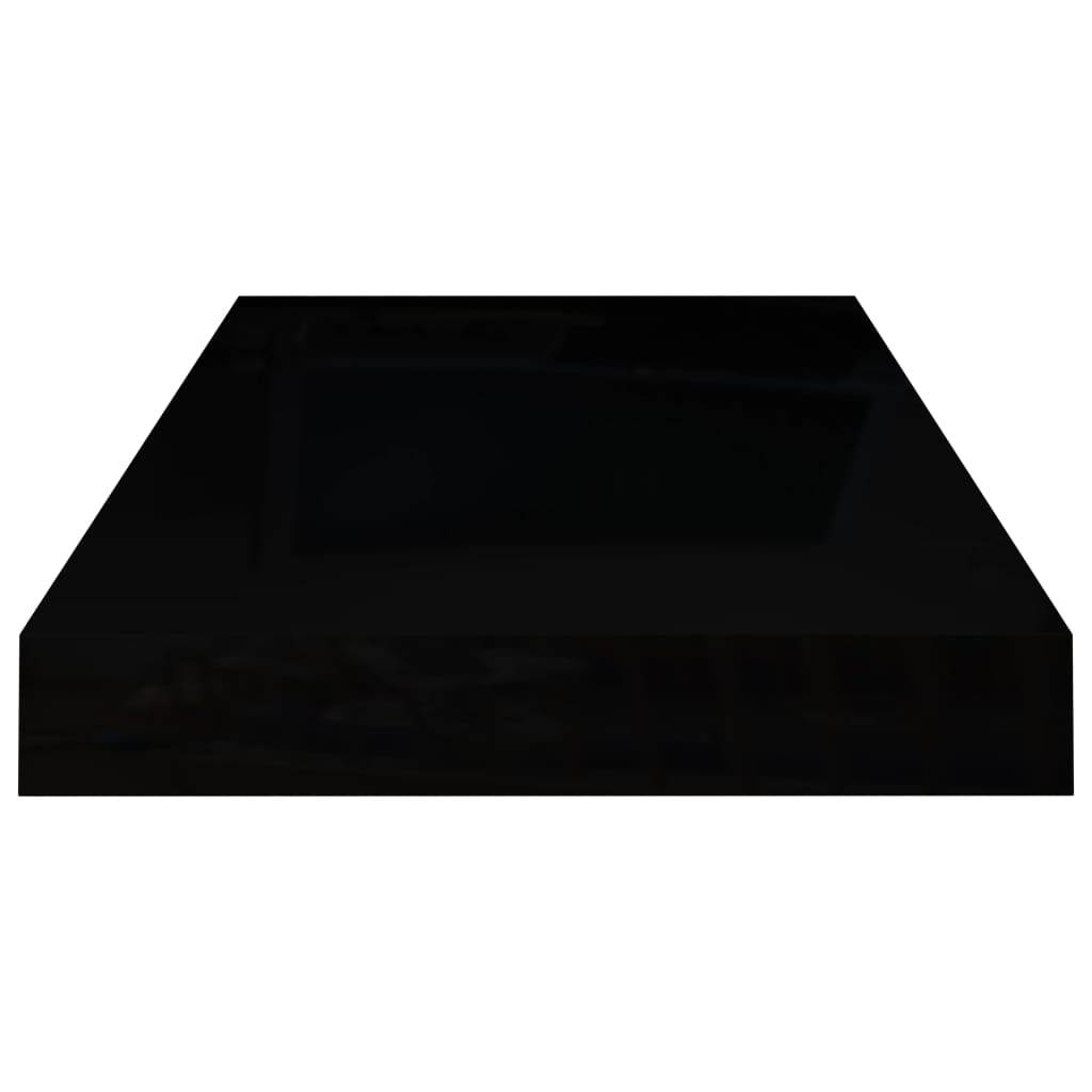 Plovoucí Nástěnná Police Černá Vysoký Lesk 50 X 23 X 3,8 Cm Mdf Černá S Vysokým Leskem