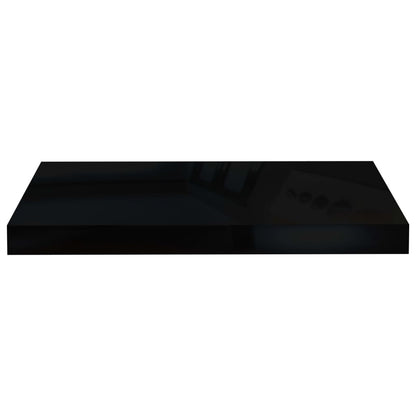 Plovoucí Nástěnné Police 2 Ks Lesklé Černé 50 X 23 X 3,8 Cm Mdf Černá S Vysokým Leskem