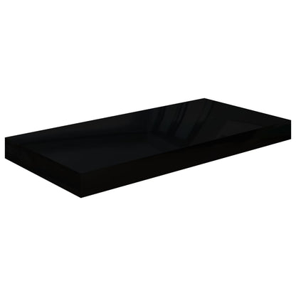 Plovoucí Nástěnné Police 4 Ks Lesklé Černé 50 X 23 X 3,8 Cm Mdf Černá S Vysokým Leskem
