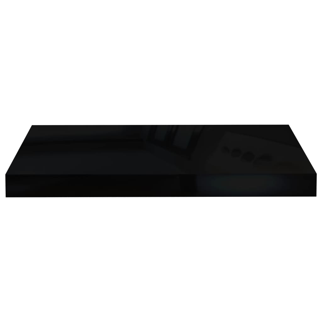 Plovoucí Nástěnné Police 4 Ks Lesklé Černé 50 X 23 X 3,8 Cm Mdf Černá S Vysokým Leskem