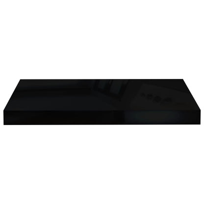 Plovoucí Nástěnné Police 4 Ks Lesklé Černé 50 X 23 X 3,8 Cm Mdf Černá S Vysokým Leskem