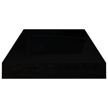Plovoucí Nástěnné Police 4 Ks Lesklé Černé 50 X 23 X 3,8 Cm Mdf Černá S Vysokým Leskem