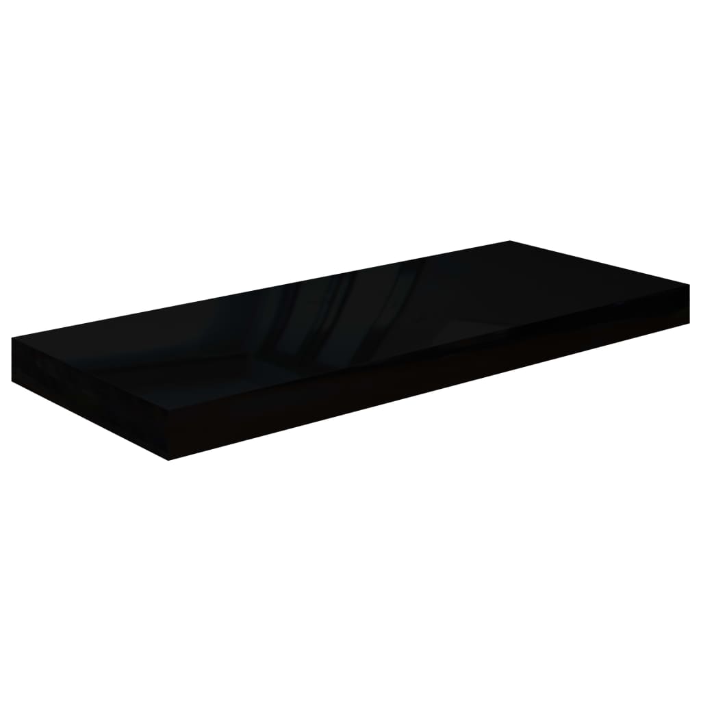 Plovoucí Nástěnná Police Černá Vysoký Lesk 60X23,5X3,8 Cm Mdf Černá S Vysokým Leskem