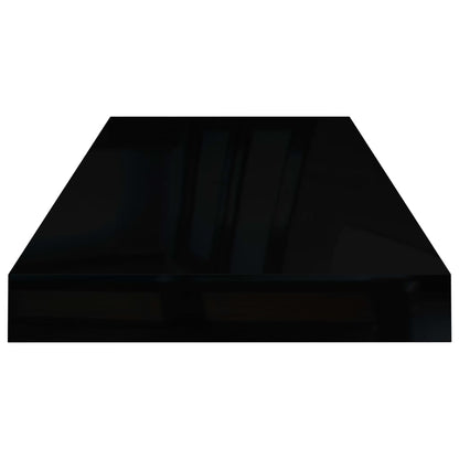 Plovoucí Nástěnné Police 2 Ks Lesklé Černé 60X23,5X3,8 Cm Mdf Černá S Vysokým Leskem