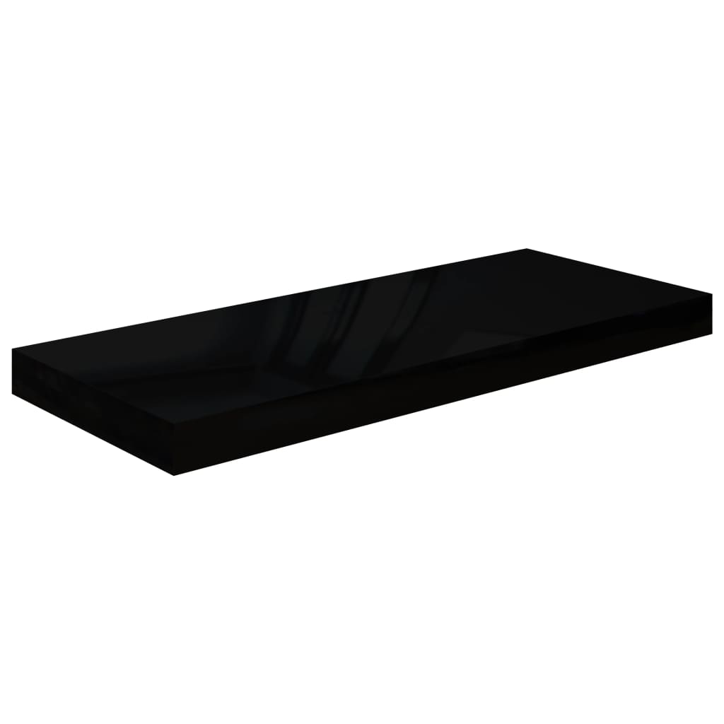 Plovoucí Nástěnné Police 4 Ks Lesklé Černé 60X23,5X3,8 Cm Mdf Černá S Vysokým Leskem