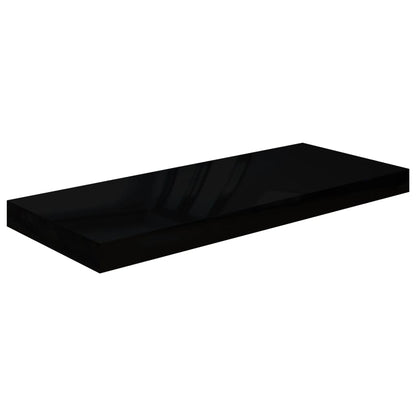 Plovoucí Nástěnné Police 4 Ks Lesklé Černé 60X23,5X3,8 Cm Mdf Černá S Vysokým Leskem