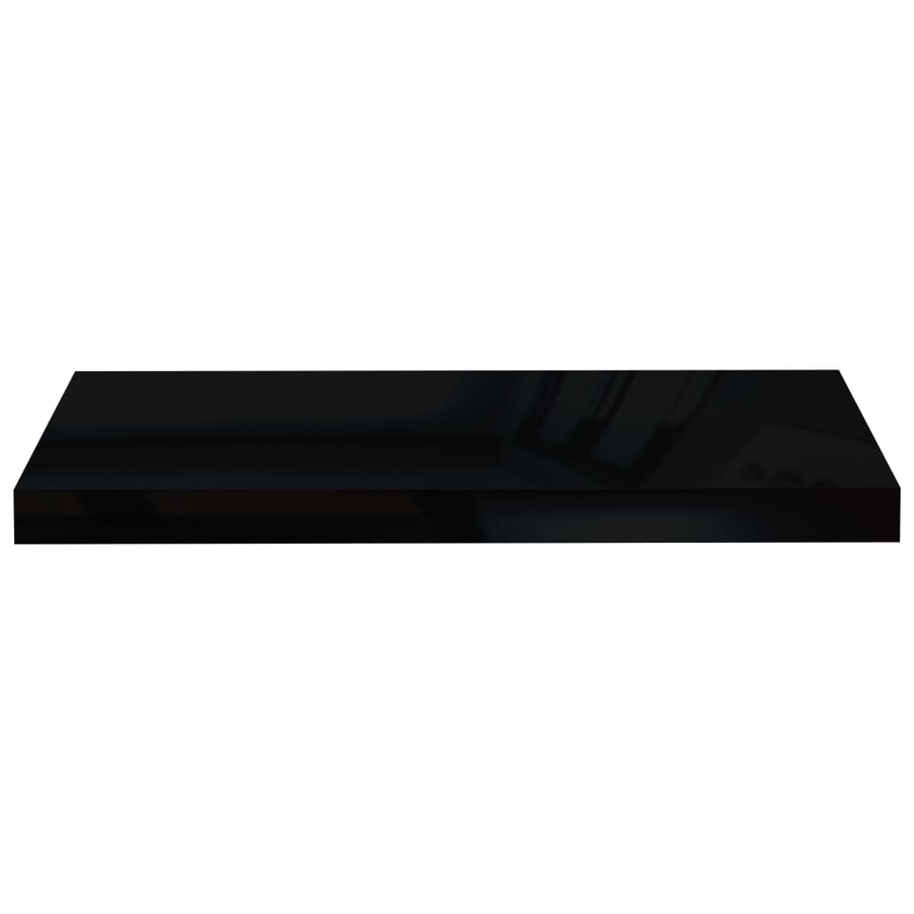 Plovoucí Nástěnné Police 4 Ks Lesklé Černé 60X23,5X3,8 Cm Mdf Černá S Vysokým Leskem