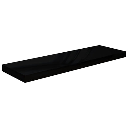 Plovoucí Nástěnná Police Černá Vysoký Lesk 80X23,5X3,8 Cm Mdf Černá S Vysokým Leskem