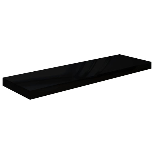Plovoucí Nástěnná Police Černá Vysoký Lesk 80X23,5X3,8 Cm Mdf Černá S Vysokým Leskem