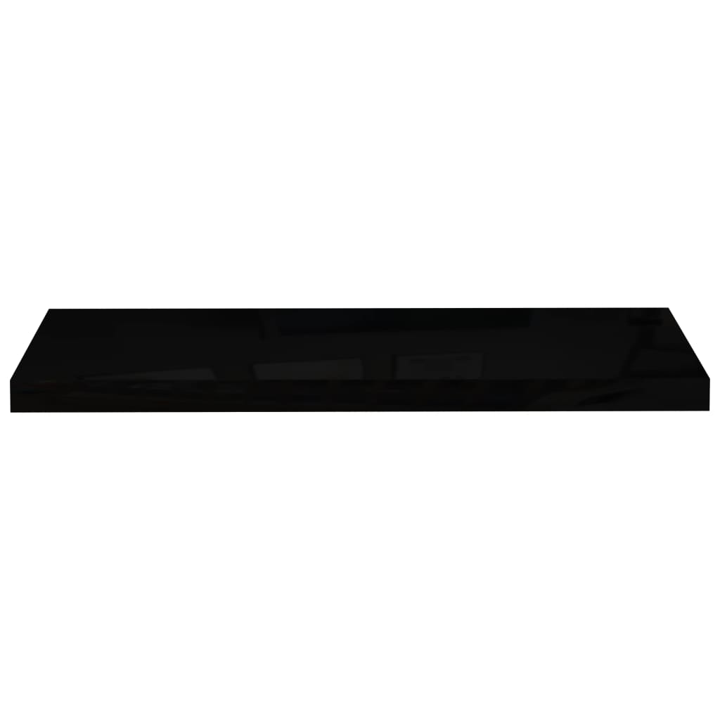 Plovoucí Nástěnná Police Černá Vysoký Lesk 80X23,5X3,8 Cm Mdf Černá S Vysokým Leskem