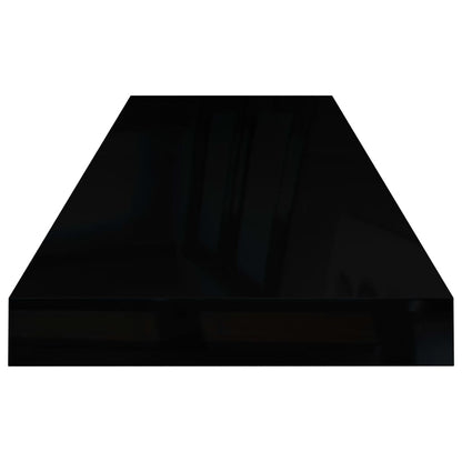 Plovoucí Nástěnná Police Černá Vysoký Lesk 80X23,5X3,8 Cm Mdf Černá S Vysokým Leskem