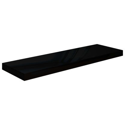 Plovoucí Nástěnné Police 2 Ks Lesklé Černé 80X23,5X3,8 Cm Mdf Černá S Vysokým Leskem