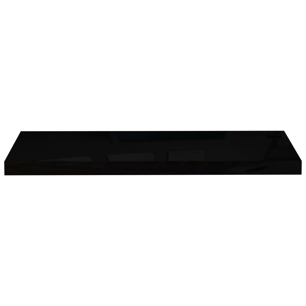 Plovoucí Nástěnné Police 2 Ks Lesklé Černé 80X23,5X3,8 Cm Mdf Černá S Vysokým Leskem