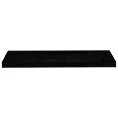 Plovoucí Nástěnné Police 2 Ks Lesklé Černé 80X23,5X3,8 Cm Mdf Černá S Vysokým Leskem