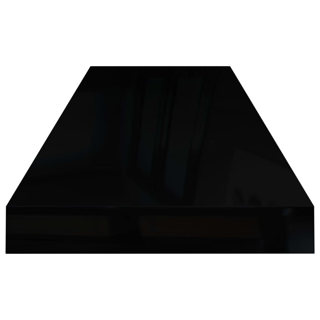 Plovoucí Nástěnné Police 2 Ks Lesklé Černé 80X23,5X3,8 Cm Mdf Černá S Vysokým Leskem