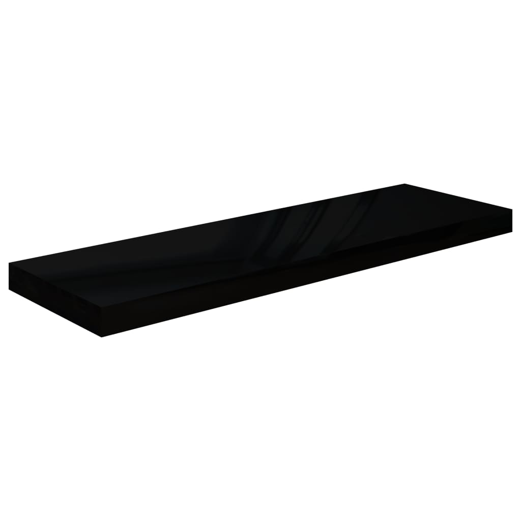 Plovoucí Nástěnné Police 4 Ks Lesklé Černé 80X23,5X3,8 Cm Mdf Černá S Vysokým Leskem