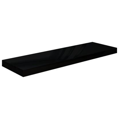 Plovoucí Nástěnné Police 4 Ks Lesklé Černé 80X23,5X3,8 Cm Mdf Černá S Vysokým Leskem