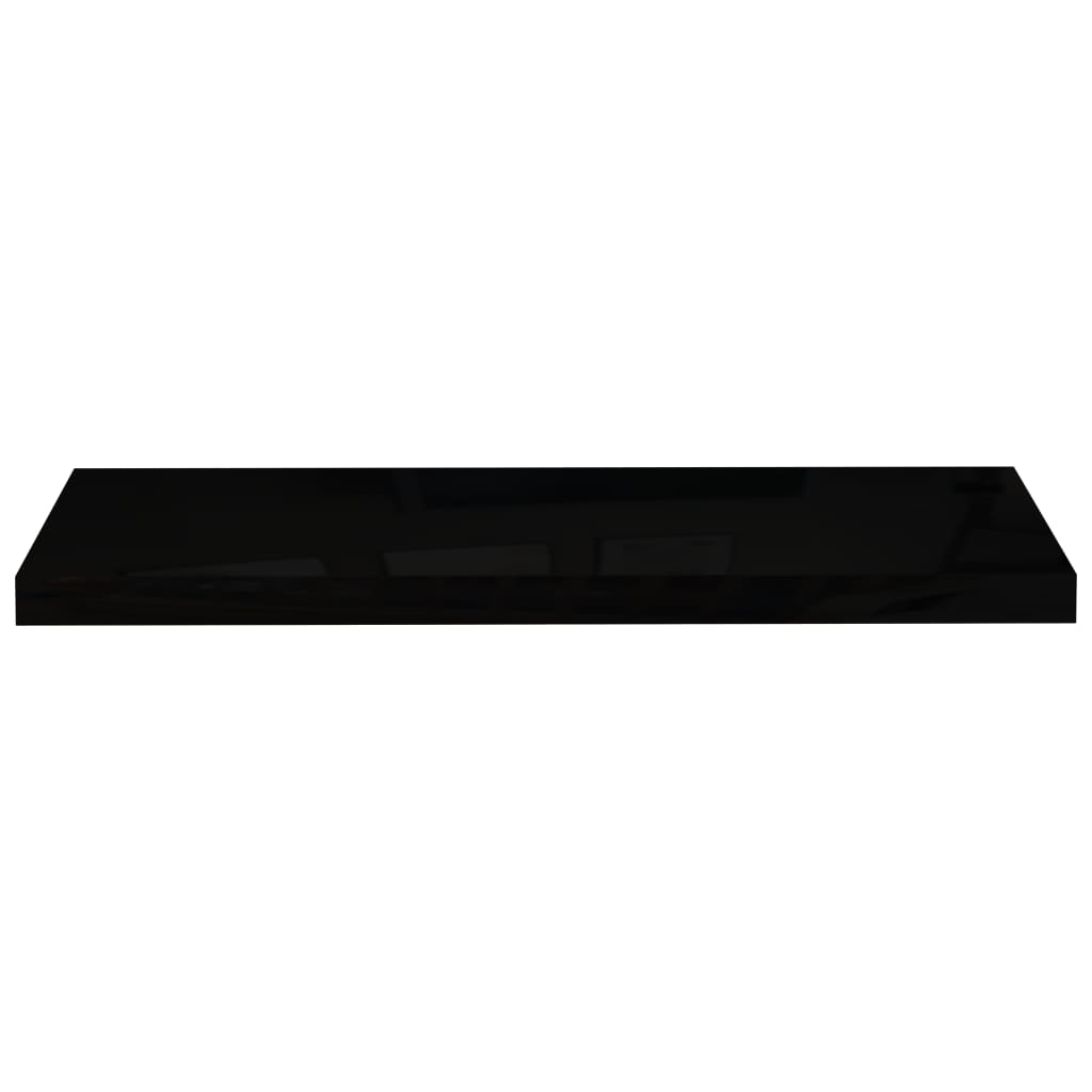 Plovoucí Nástěnné Police 4 Ks Lesklé Černé 80X23,5X3,8 Cm Mdf Černá S Vysokým Leskem