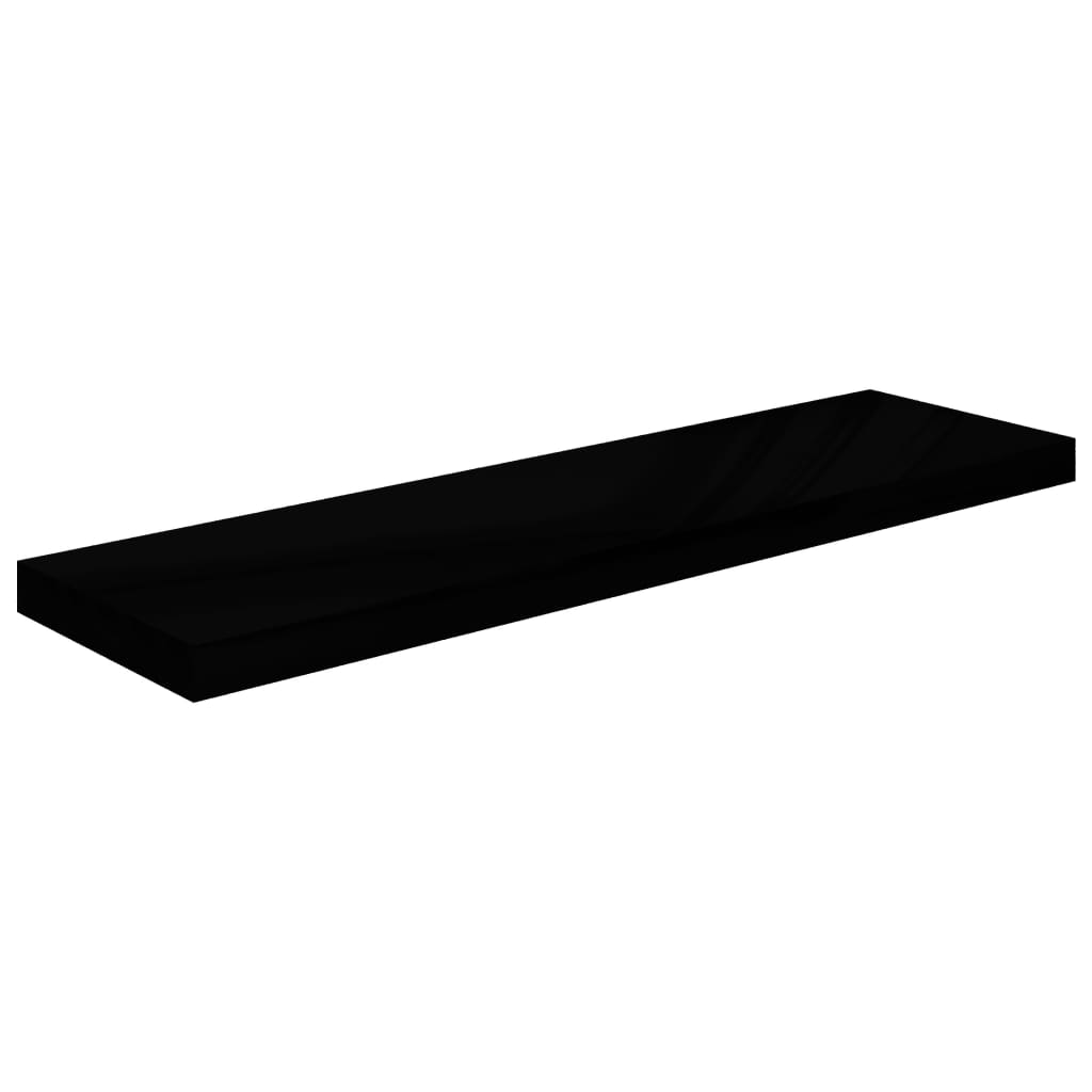 Plovoucí Nástěnná Police Černá Vysoký Lesk 90X23,5X3,8 Cm Mdf Černá S Vysokým Leskem