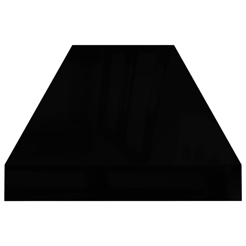 Plovoucí Nástěnná Police Černá Vysoký Lesk 90X23,5X3,8 Cm Mdf Černá S Vysokým Leskem