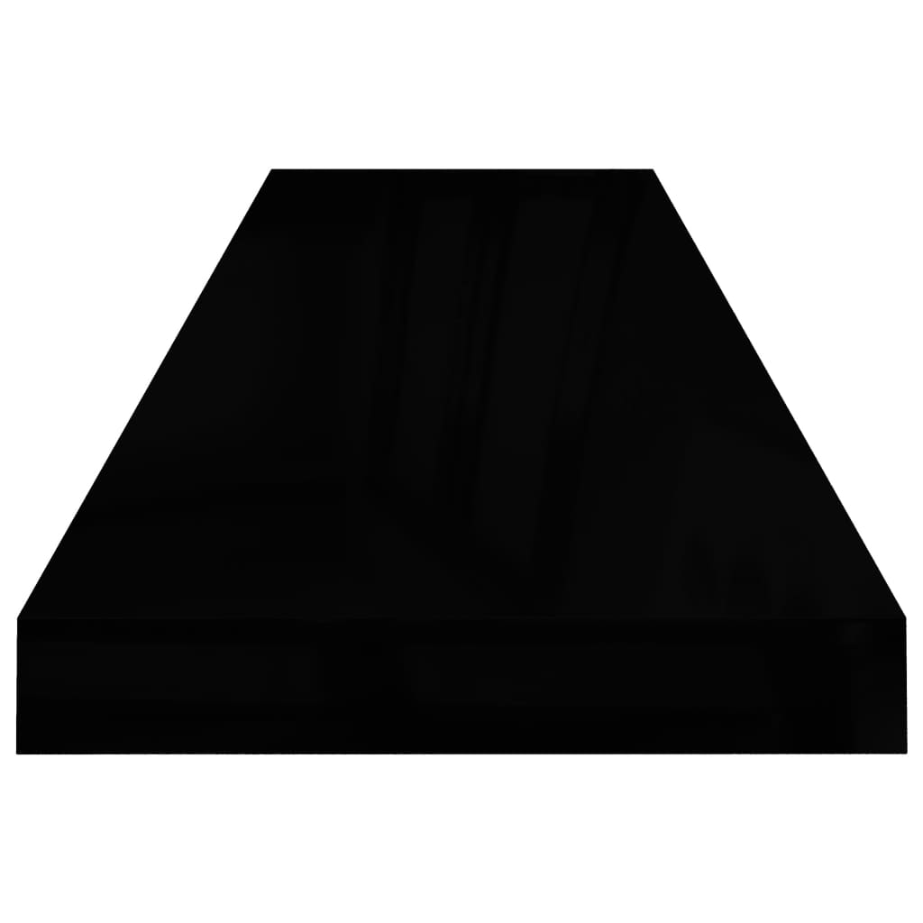Plovoucí Nástěnné Police 4 Ks Lesklé Černé 90X23,5X3,8 Cm Mdf Černá S Vysokým Leskem